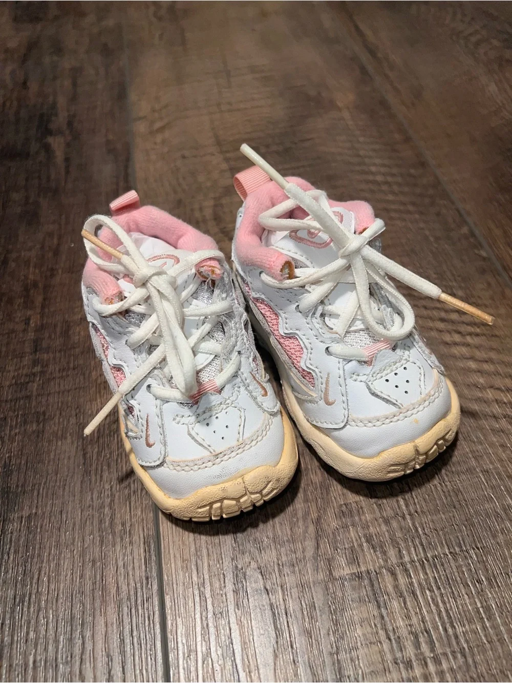 Vintage Nike Kids White and Pink Athletic Sneakers